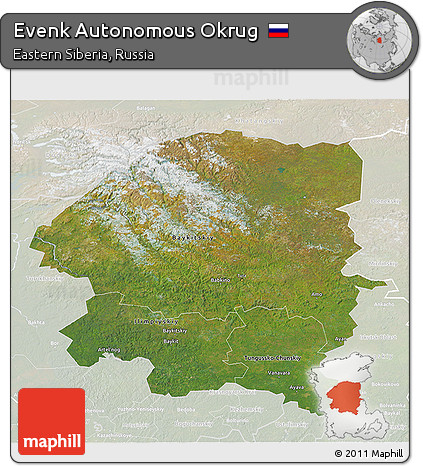 Satellite 3D Map of Evenk Autonomous Okrug, lighten