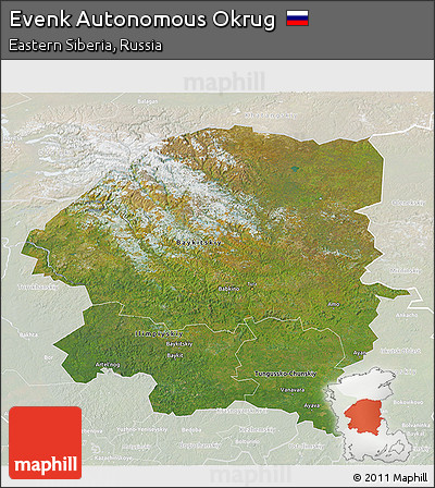 Satellite 3D Map of Evenk Autonomous Okrug, lighten