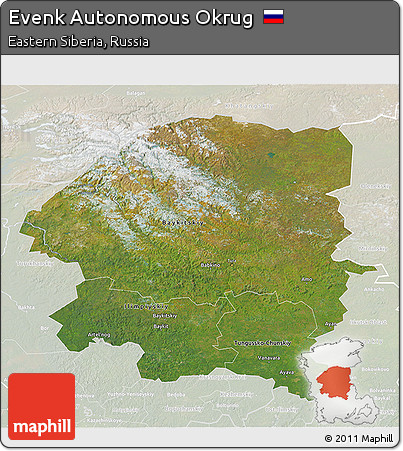 Satellite 3D Map of Evenk Autonomous Okrug, lighten
