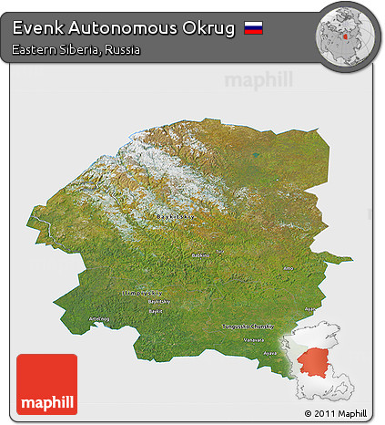 Satellite 3D Map of Evenk Autonomous Okrug, single color outside
