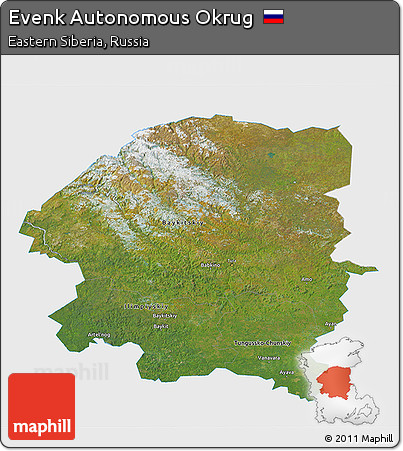 Satellite 3D Map of Evenk Autonomous Okrug, single color outside
