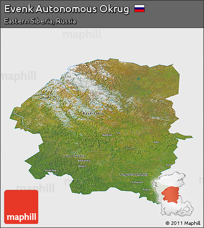 Satellite 3D Map of Evenk Autonomous Okrug, single color outside