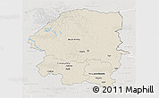 Shaded Relief 3D Map of Evenk Autonomous Okrug, lighten, semi-desaturated