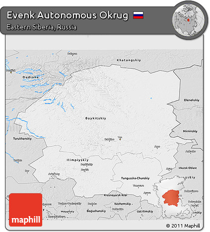 Silver Style 3D Map of Evenk Autonomous Okrug