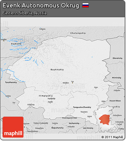 Silver Style 3D Map of Evenk Autonomous Okrug