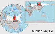 Gray Location Map of Evenk Autonomous Okrug, highlighted country, highlighted parent region, within the entire country