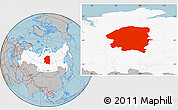 Gray Location Map of Evenk Autonomous Okrug, highlighted country, hill shading