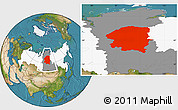 Satellite Location Map of Evenk Autonomous Okrug, highlighted country, highlighted parent region