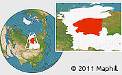 Satellite Location Map of Evenk Autonomous Okrug, highlighted parent region