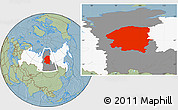Savanna Style Location Map of Evenk Autonomous Okrug, highlighted country, highlighted parent region, hill shading