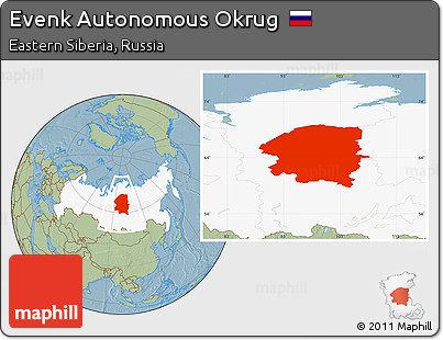 Savanna Style Location Map of Evenk Autonomous Okrug, highlighted country, hill shading