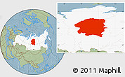 Savanna Style Location Map of Evenk Autonomous Okrug, highlighted country, hill shading