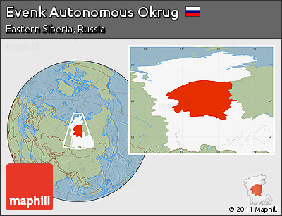 Savanna Style Location Map of Evenk Autonomous Okrug, highlighted parent region, hill shading