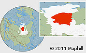 Savanna Style Location Map of Evenk Autonomous Okrug, highlighted parent region, hill shading