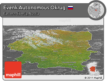 Satellite Panoramic Map of Evenk Autonomous Okrug, desaturated