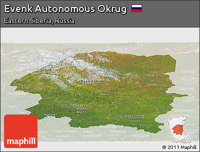 Satellite Panoramic Map of Evenk Autonomous Okrug, lighten