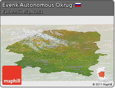 Satellite Panoramic Map of Evenk Autonomous Okrug, lighten