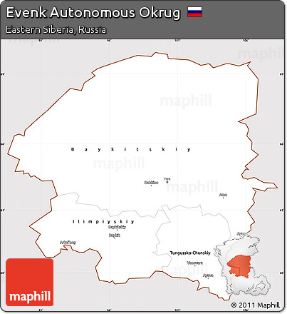 Classic Style Simple Map of Evenk Autonomous Okrug, cropped outside