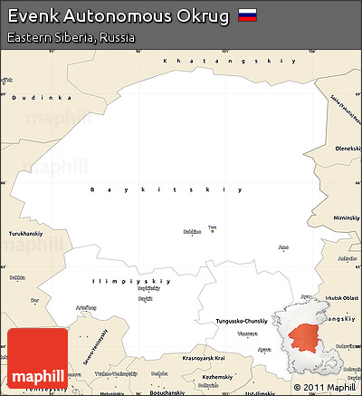Classic Style Simple Map of Evenk Autonomous Okrug