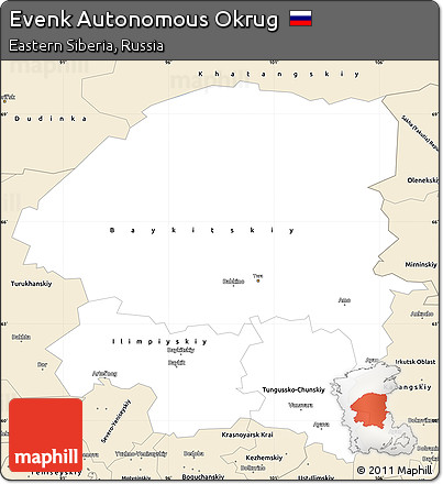 Classic Style Simple Map of Evenk Autonomous Okrug
