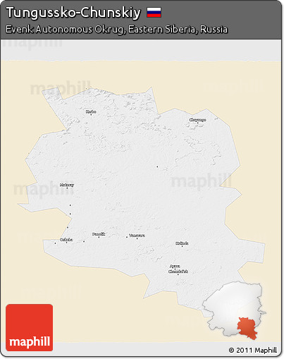 Classic Style 3D Map of Tungussko-Chunskiy, single color outside
