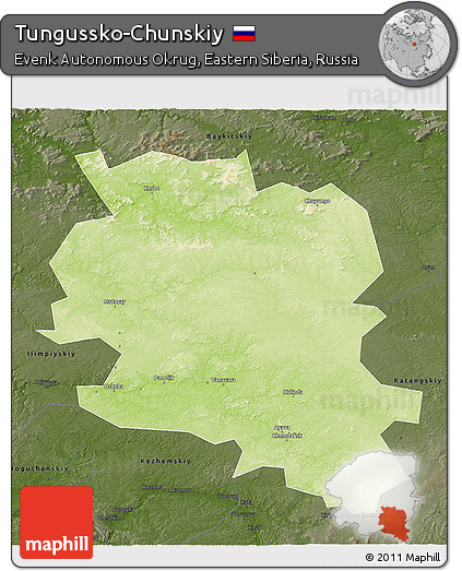 Physical 3D Map of Tungussko-Chunskiy, darken
