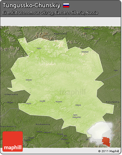 Physical 3D Map of Tungussko-Chunskiy, darken