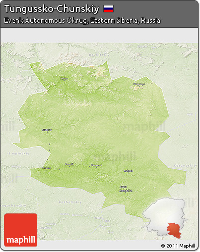 Physical 3D Map of Tungussko-Chunskiy, lighten