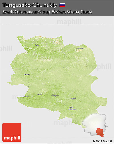 Physical 3D Map of Tungussko-Chunskiy, single color outside