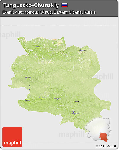 Physical 3D Map of Tungussko-Chunskiy, single color outside