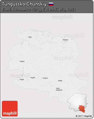 Silver Style 3D Map of Tungussko-Chunskiy, single color outside