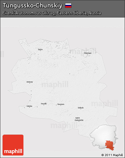 Silver Style 3D Map of Tungussko-Chunskiy, single color outside