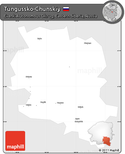 Silver Style Simple Map of Tungussko-Chunskiy, single color outside