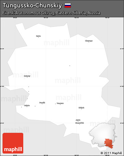 Silver Style Simple Map of Tungussko-Chunskiy, single color outside