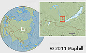 Savanna Style Location Map of Irkutsk, hill shading