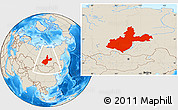 Shaded Relief Location Map of Irkutsk Oblast