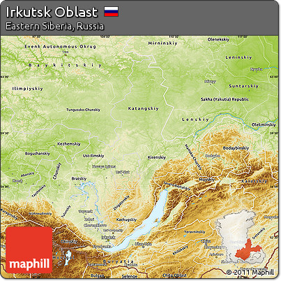 Physical Map of Irkutsk Oblast