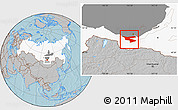 Gray Location Map of Slyudyanskiy, highlighted country, highlighted parent region, hill shading
