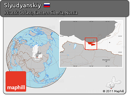 Gray Location Map of Slyudyanskiy, highlighted parent region, highlighted grandparent region