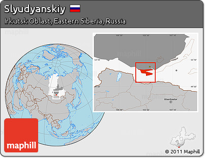 Gray Location Map of Slyudyanskiy, highlighted parent region, highlighted grandparent region