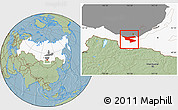 Savanna Style Location Map of Slyudyanskiy, highlighted country, highlighted parent region, hill shading