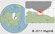 Savanna Style Location Map of Slyudyanskiy, highlighted parent region, highlighted grandparent region, hill shading