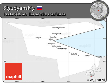 Silver Style Simple Map of Slyudyanskiy, single color outside
