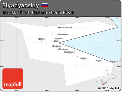 Silver Style Simple Map of Slyudyanskiy, single color outside