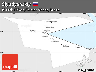Silver Style Simple Map of Slyudyanskiy, single color outside