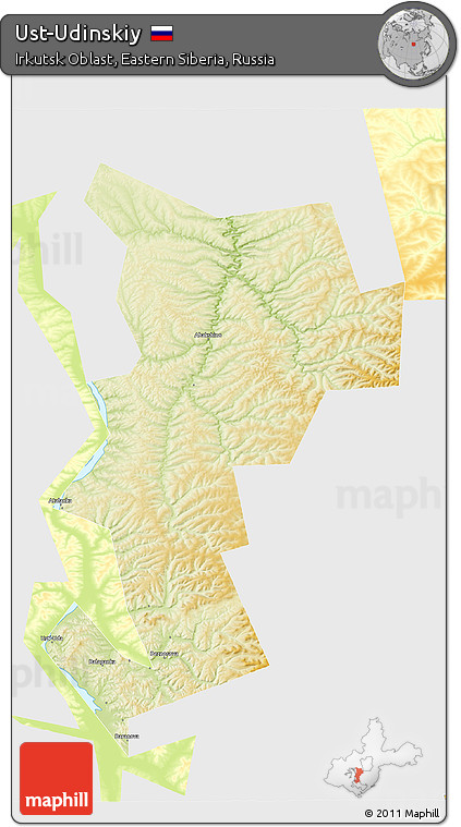 Physical 3D Map of Ust-Udinskiy, single color outside