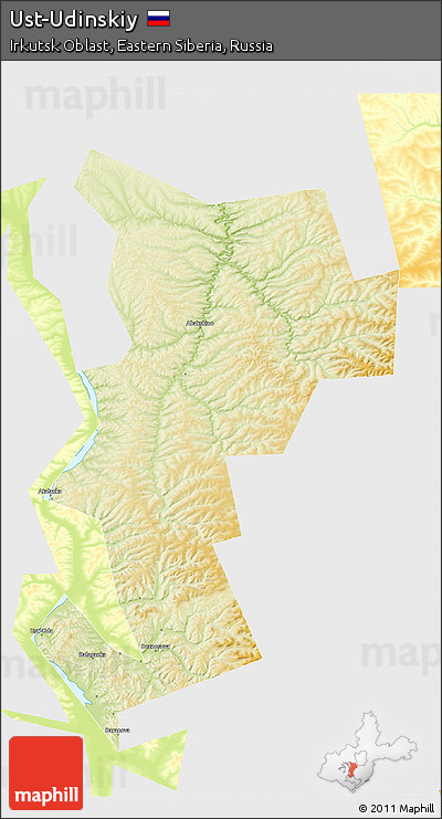 Physical 3D Map of Ust-Udinskiy, single color outside
