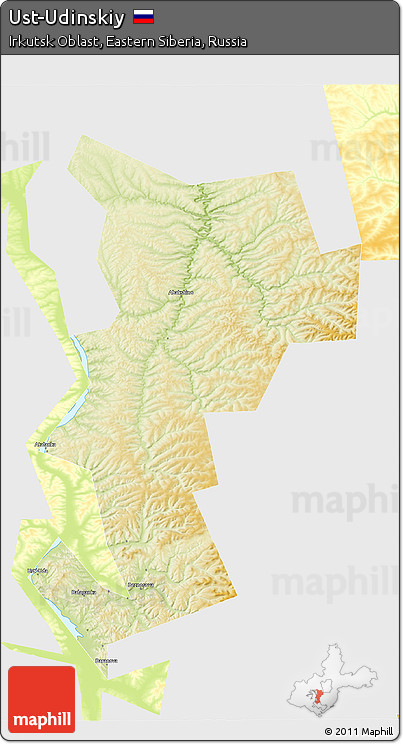 Physical 3D Map of Ust-Udinskiy, single color outside