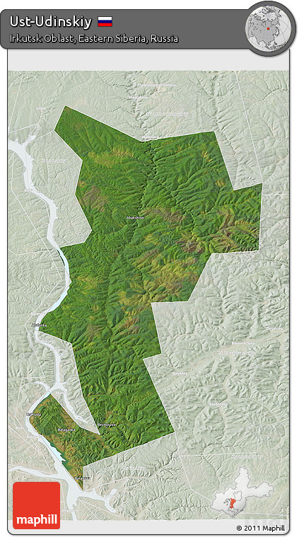 Satellite 3D Map of Ust-Udinskiy, lighten