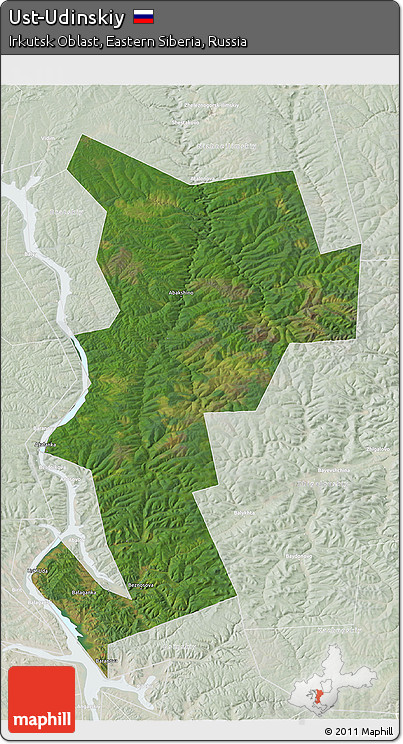 Satellite 3D Map of Ust-Udinskiy, lighten